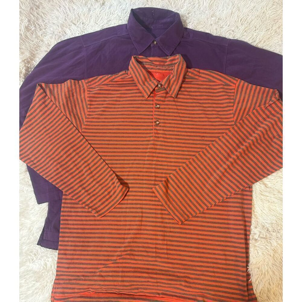 Bundle 2 piece long sleeve apricot and plum Polo  shirt L